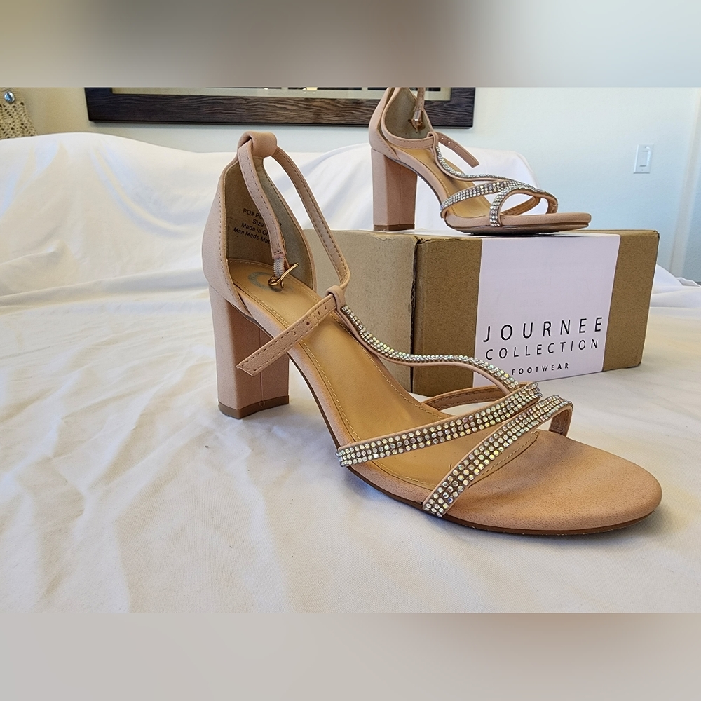 Journee Collection Denali Women's Dress Sandals, Nude size 7